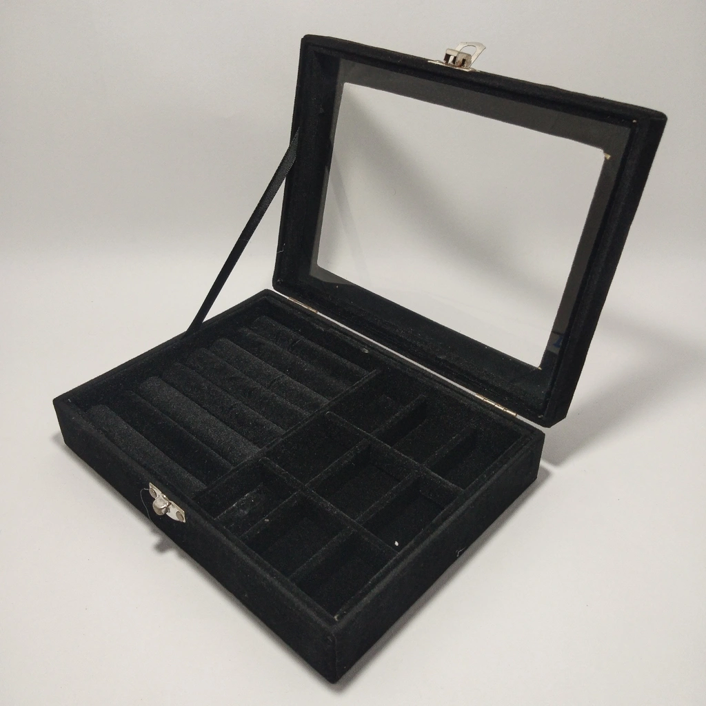 black transparent jewelry bag box 
